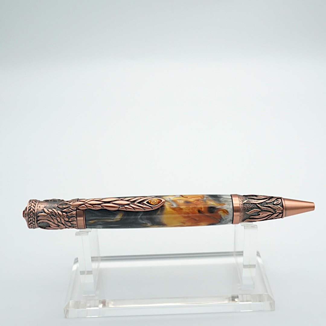 Phoenix Rising Ballpoint Pen, Antique Copper With Phoenix in Resin - Etsy