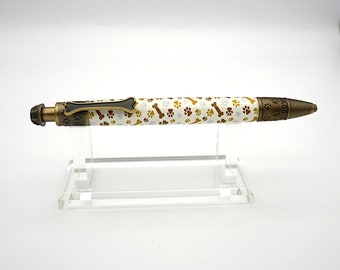 Ballpoint Pen, Dog Lovers Pen in Oil Rubbed Bronze with Bone and Paw Prints