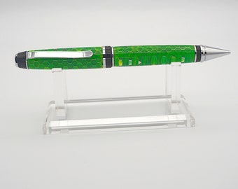 Mechanical Pencil, Handmade .9mm Twist Pencil in Chrome and Cyber Cell Resin