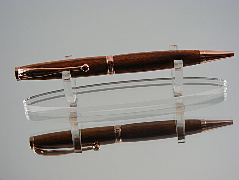 Ballpoint Wood Pen Handmade in Rose Gold and Marblewood
