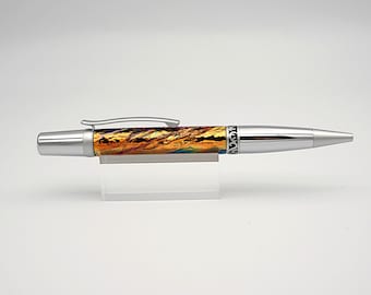 Ballpoint Pen, Twist Pen Chrome and Satin Chrome with Precious Opal Acrylic