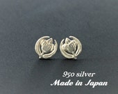 950 silver earrings,Valentines gift,Made in Japan,symbol of eternity,Samurai emblem,Kamon,Japanese family crest,Sterling silver,Tachibana