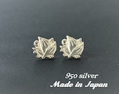 950 silver earrings,Samurai emblem,Made in Japan,Kamon,Japanese family crest,Sterling silver earrings,Myoga,gift for her,valentines gift