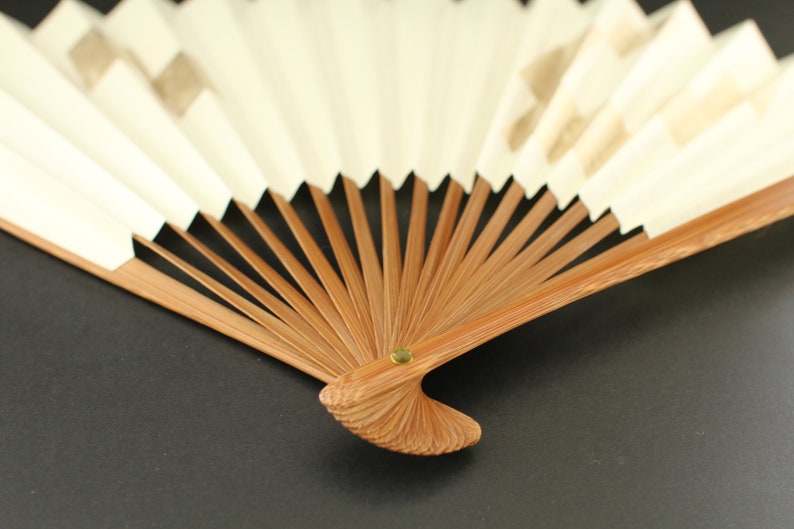 Japanese hand fan,Real gold leaf /& silver leaf,Authentic Japanese paper,traditional craft in Kyoto,Made in Japan,gift,good luck gift,White2