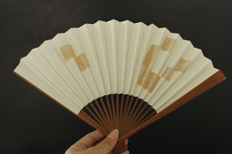 Japanese hand fan,Real gold leaf /& silver leaf,Authentic Japanese paper,traditional craft in Kyoto,Made in Japan,gift,good luck gift,White2