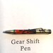 Chrome Gearshift pen with laser cut flame inlay