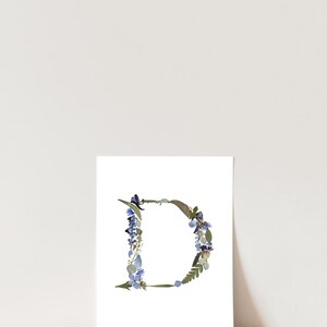 Letter D Pressed Flower Art PRINT | 8x10 Giclee Print on Fine Art Paper | Unique Monogram Pressed Flower Artwork | Botanical Wall Art