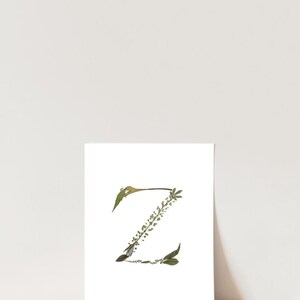 Letter Z Pressed Flower Art PRINT | 8x10 Giclee Print on Fine Art Paper | Unique Monogram Pressed Flower Artwork | Botanical Wall Art