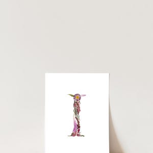 Letter I Pressed Flower Art PRINT | 8x10 Giclee Print on Fine Art Paper | Unique Monogram Pressed Flower Artwork | Botanical Wall Art