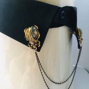 Collar Pin with Beetles and Chains, Egyptian Scarabs Lapel Pin Elegant Gothic Victorian Dark Academia