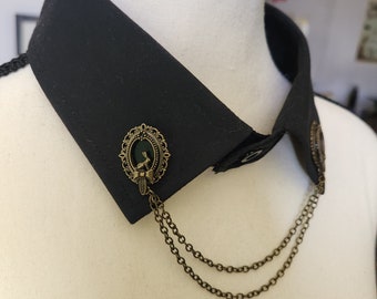 Épinglette de collier en bronze avec lapins et chaînes, épinglette élégante victorienne sombre academia dandy