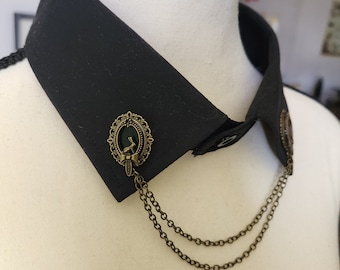 Bronze Collar Pin with Bunnies and Chains, Lapel Pin Elegant Victorian Dark Academia Dandy