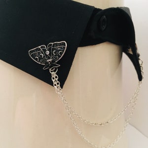Moth Collar Pin with Chains: Elegant Moon Phase Lapel Pin