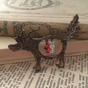Broche de metal de lobo feroz, Caperucita Roja, Cottagecore Dark Academia Fairycore