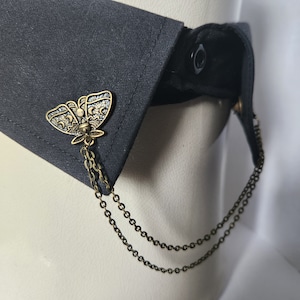 Bronze Moth Collar Pin: Moon Phases, Dark Academia Lapel Chain