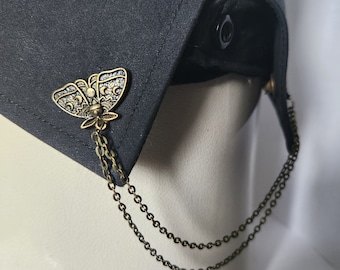 Épinglette de collier en bronze avec papillons de nuit et chaînes, épinglette élégante sorcellerie des phases de la lune du milieu universitaire sombre de l'époque victorienne