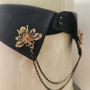 Collar Pin with Bees and Chains, Lapel Pin Elegant Gothic Victorian Dark Academia