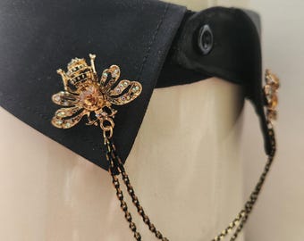 Collar Pin with Bees and Chains, Lapel Pin Elegant Gothic Victorian Dark Academia