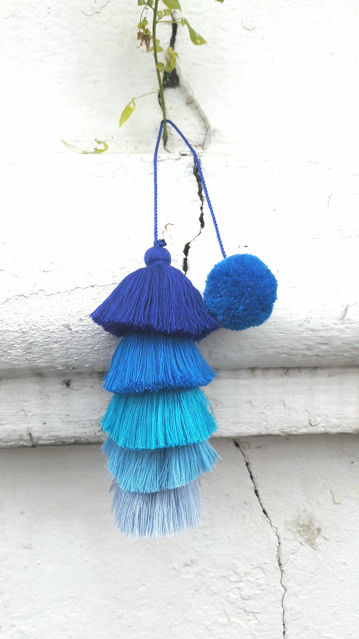 5 Blue Tassel bag Charmtassel Bag Charmpom Pom Bag Etsy Canada