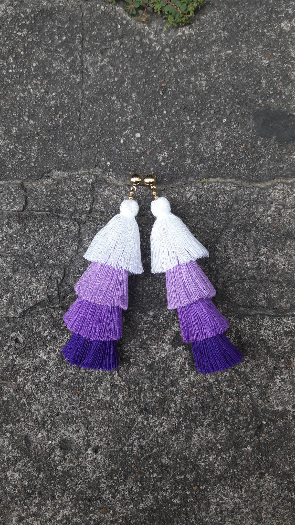 Violet tassel earringsTassel earringsChandelier Etsy