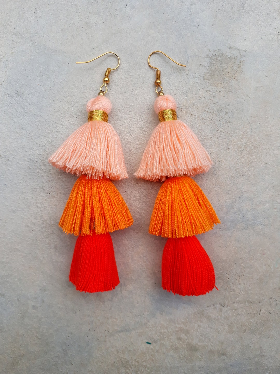 Orange tassel earrings Clearance
