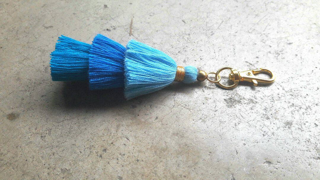 Chandelier Key Chainblue Tassel Key Chainlayered Tasselhand Etsy