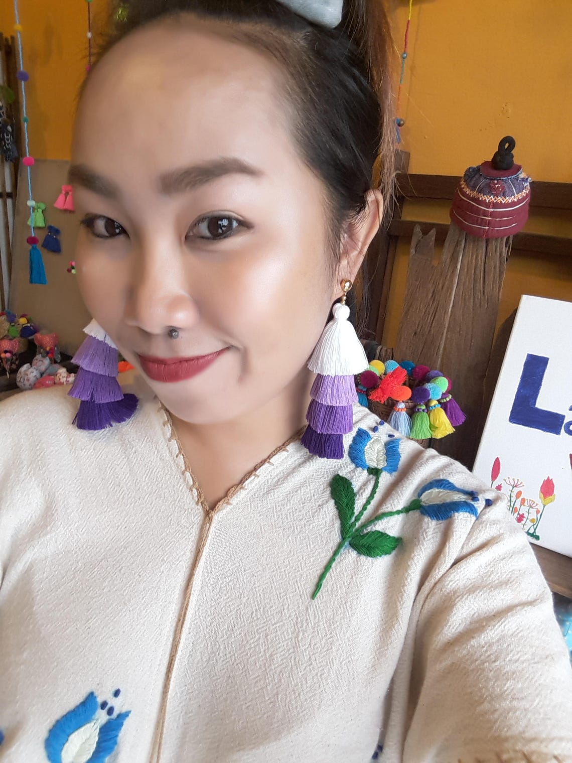 Violet tassel earringsTassel earringsChandelier Etsy