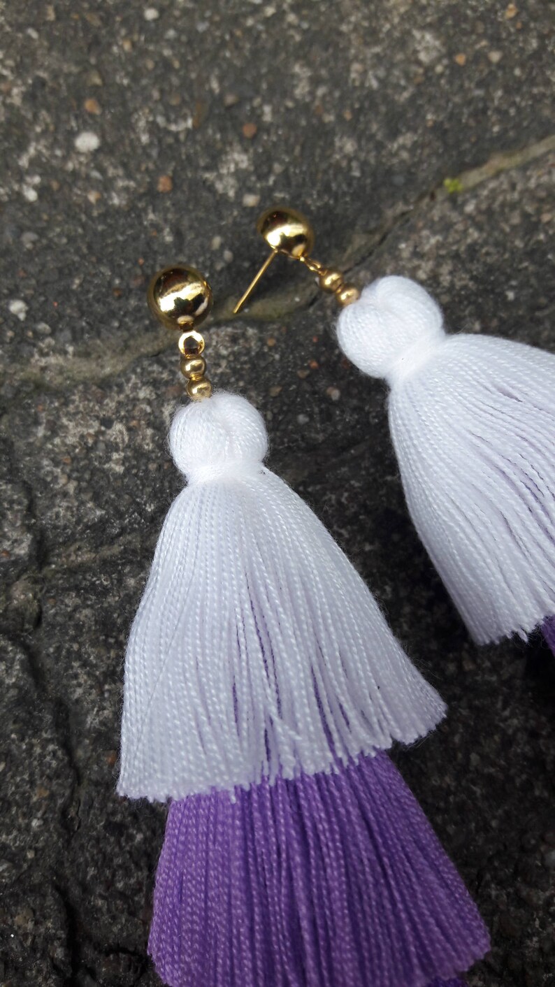 Violet tassel earringsTassel earringsChandelier Etsy