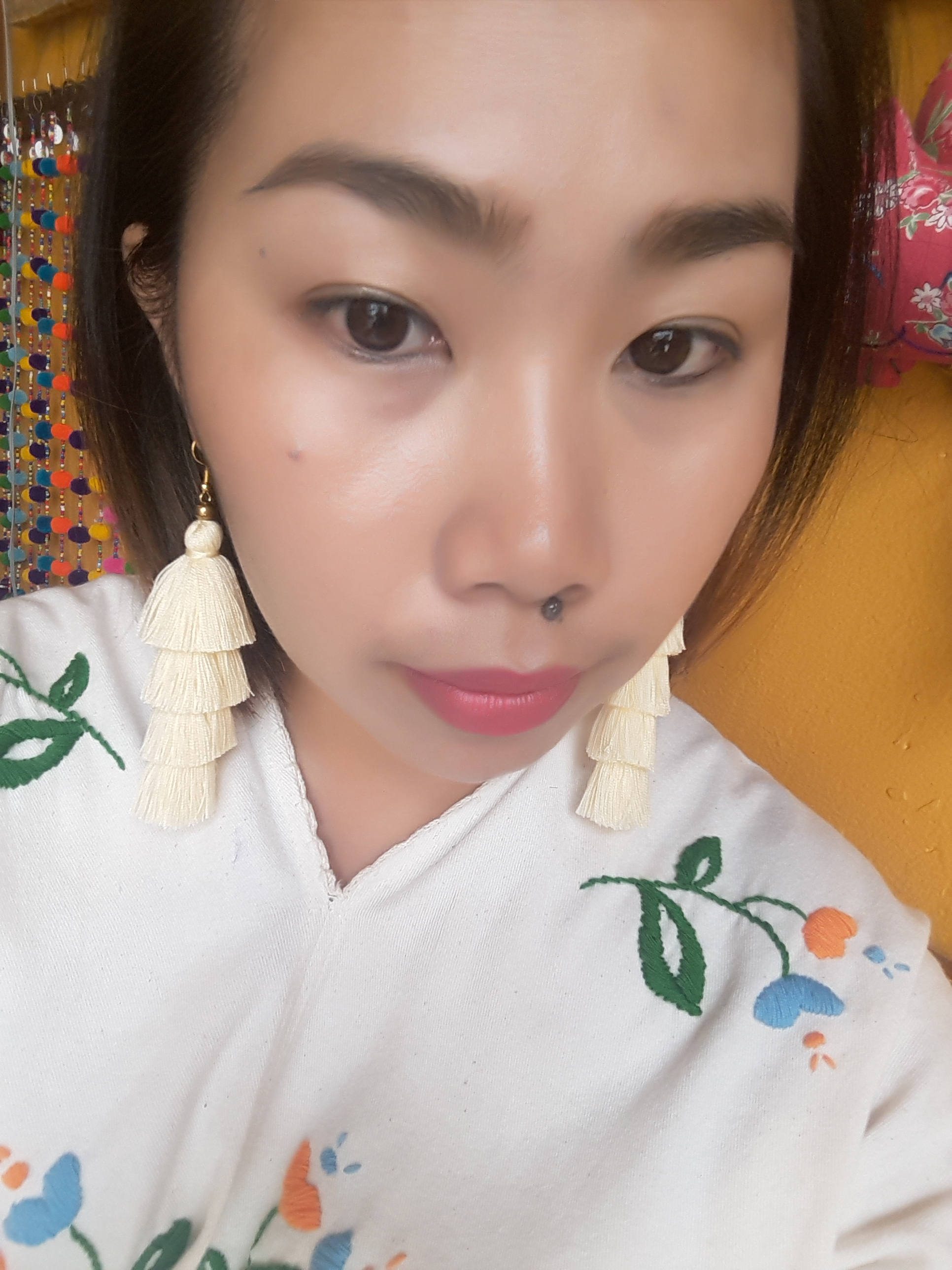 Four Layered Cream Tassel Earringscream Earringslong Etsy