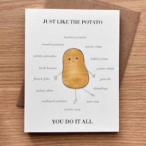 Dancing Potato Card, You Do It All, Appreciation and Admiration Greeting Card