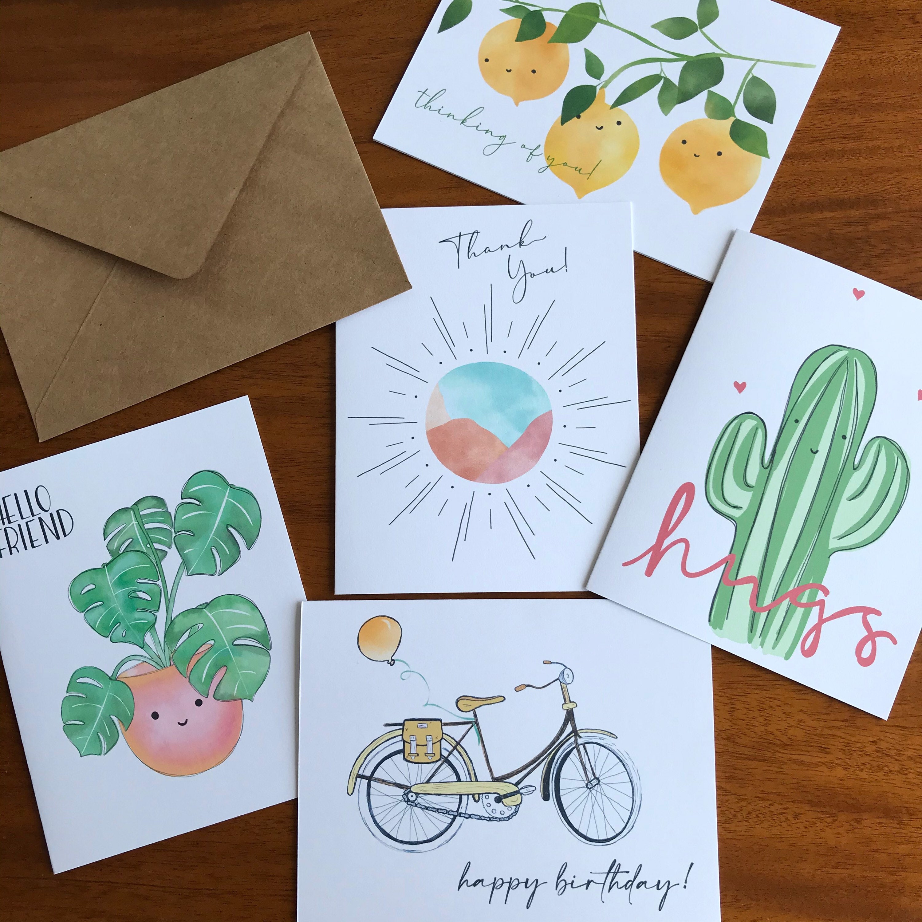 Summer Greeting Card Set Variety Pack 5pack Etsy