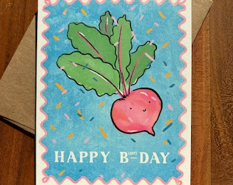 Carte d'anniversaire Betterave — Bonne fête de la betterave