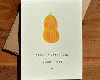 Carte d'anniversaire de courge musquée, écologique, fabriquée à la main