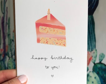 Happy Birthday Card, Birthday Cake & Happy Candle