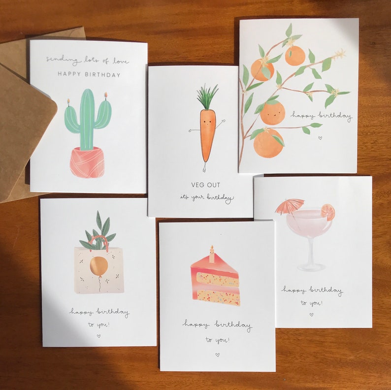 Mixed Birthday Card Set Set of 6 Birthday Cards Variety Pack Etsy