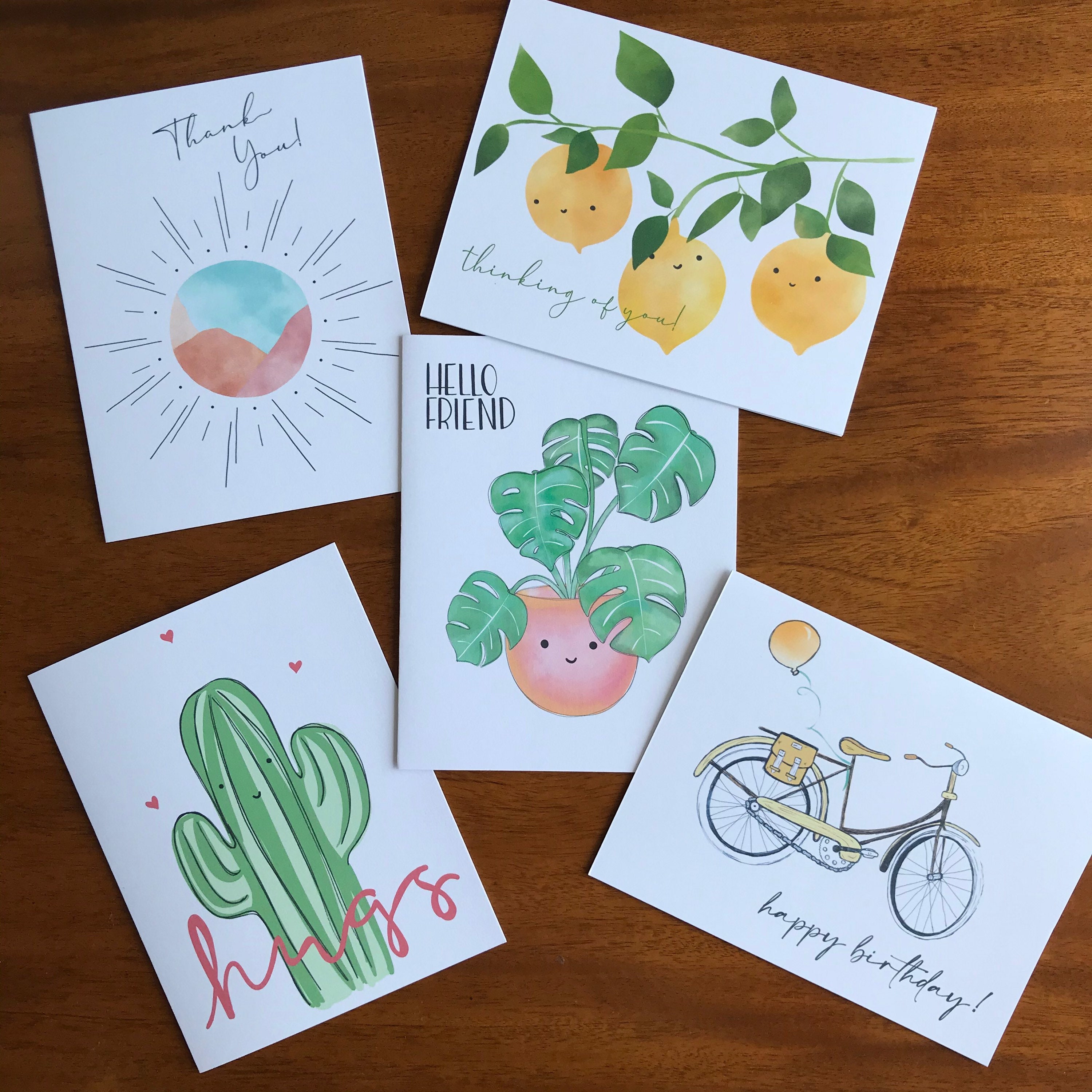 Summer Greeting Card Set Variety Pack 5pack Etsy