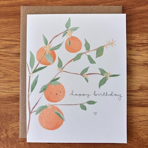 Smiley Face Orange Tree Birthday Card
