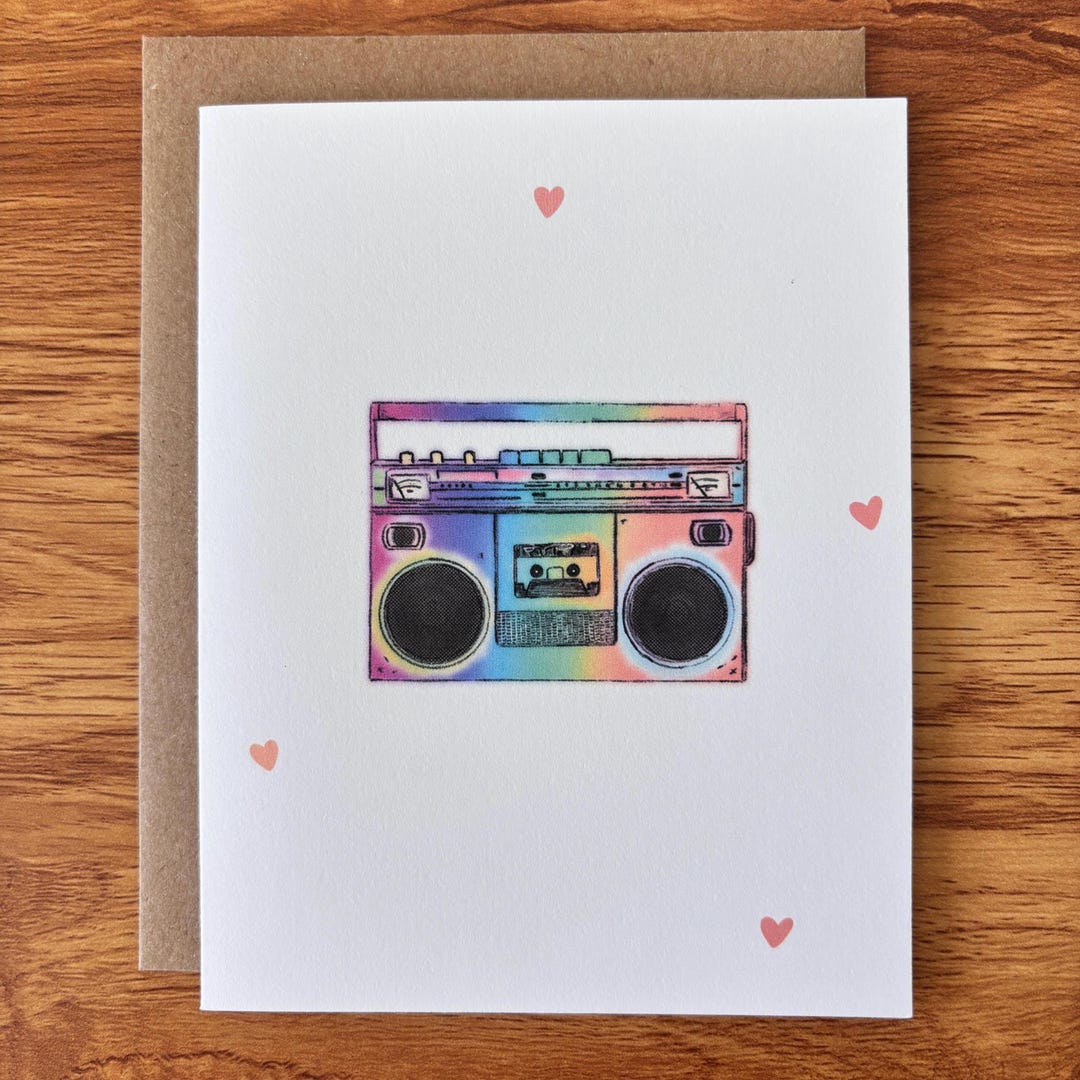 Rainbow Boombox Card - Etsy