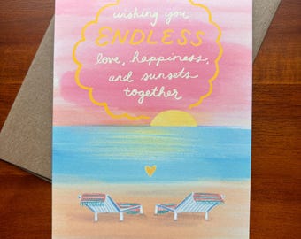 Endless Love Beach Sunset — Carte de fiançailles/jeunes mariés