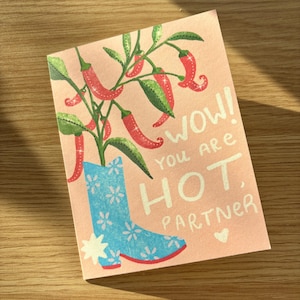 Cowboy Boot Chili Pepper Card — Wow! You Are Hot, Partner