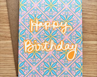 Carte d'anniversaire rose vif, « Je vous souhaite une année vibrante »