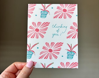 Carte "Pensée à vous", soleil et plantes