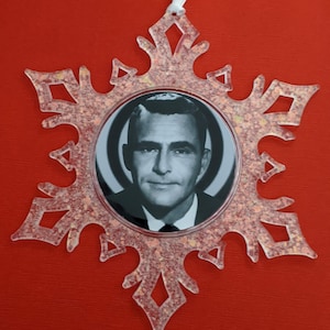 Horror Christmas snowflake ornament -The Twilight Zone -Rod Serling-horror- Halloween - stocking stuffer  - holiday - gift