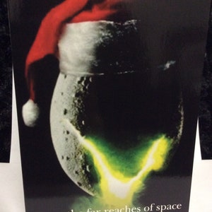 Horror Christmas card - holiday - alien - aliens - space - ripley - evil - 5x7 - seasons greetings - winter - facehugger - xenomorph