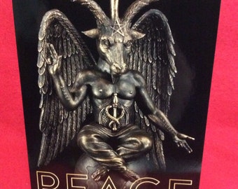 Horror Christmas card - holiday greeting card - baphomet - pagan -satan - 5x7 - new year - witchcraft - black magic