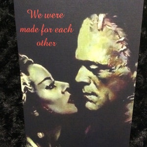 Horror Anniversary card - greeting card - halloween - Frankenstein  - bride of Frankenstein - unique - 5x7 - love - wedding -  couple