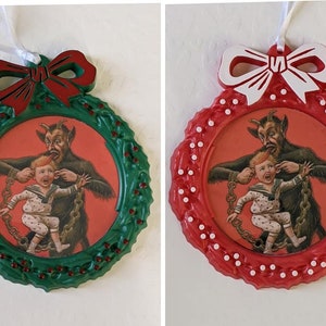 Horror Christmas wreath ornament - Krampus - Christmas- Austria- stocking stuffer - holiday - slasher - killer - gift