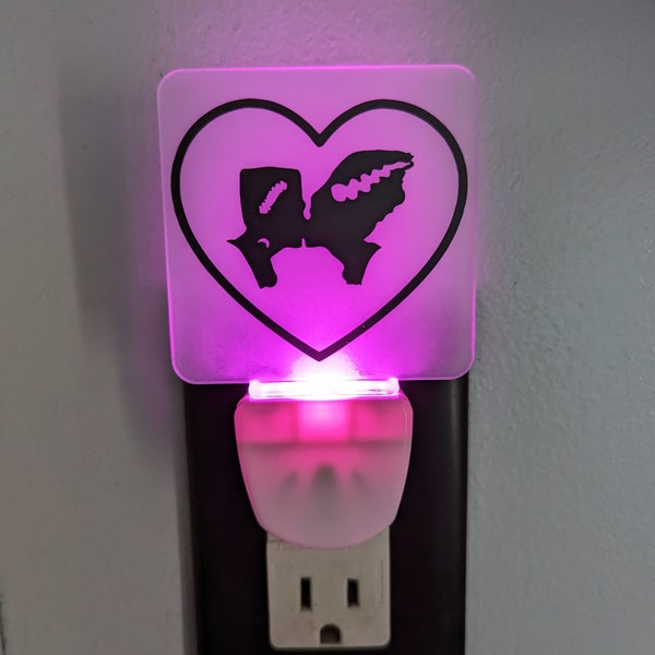 Horror/pop culture pink LED night light-Bride of Frankenstein - room decor - lighting - decoration - unique gift