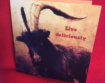 Horror blank card - halloween - black phillip - the witch - pagan  - witchcraft - black magic - goat - spirits - live deliciously