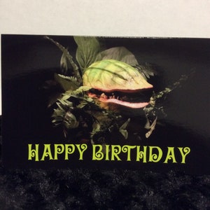 Tarjeta de cumpleaños de terror - tarjeta de felicitación - Halloween - La pequeña tienda de los horrores - Audrey 2 - plantas - Venus atrapamoscas - única - 5x7 - tarjeta de cumpleaños